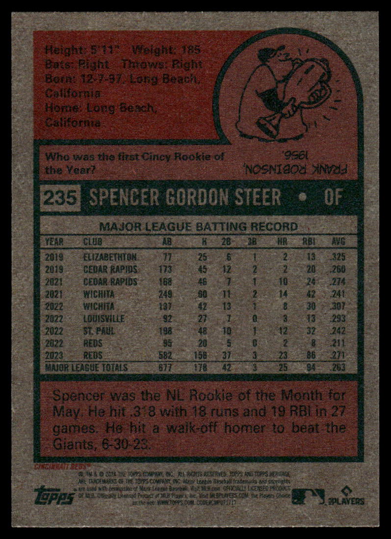 2024 Topps Heritage 235 Spencer Steer Cincinnati Reds eBay